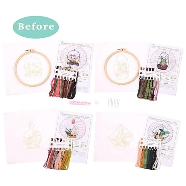REEWISLY Kit de iniciación de bordado de 4 piezas con