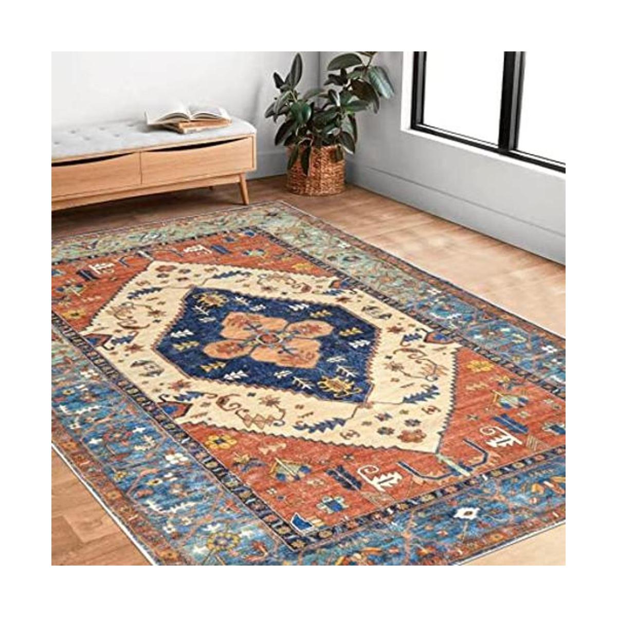 Bsmathom Alfombras de área vintage de 5 x 7 pies lavables