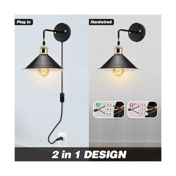 Plug in Wall Sconces 2PACK Vintage Wall Sconces Lighting_2