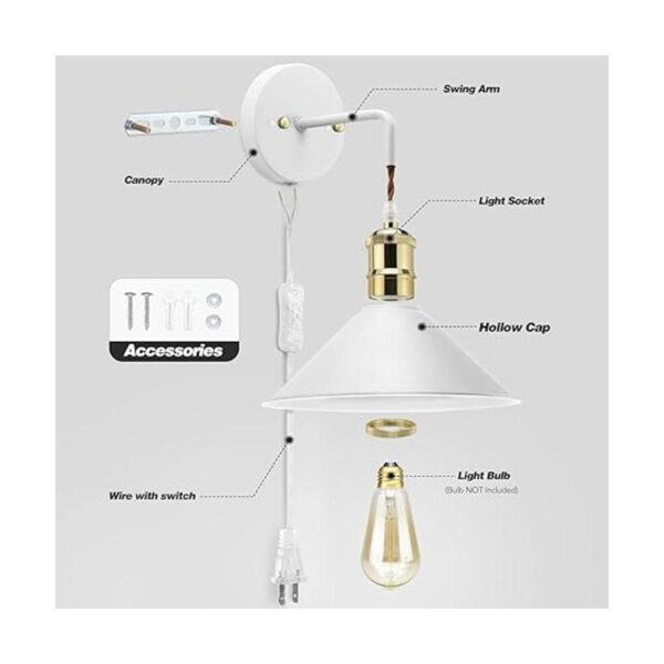 Plug in Wall Sconces 2PACK Wall Lamp with Plug in Cord_4