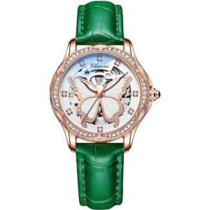 RORIOS Reloj mecánico automático con correa de cuero para_1