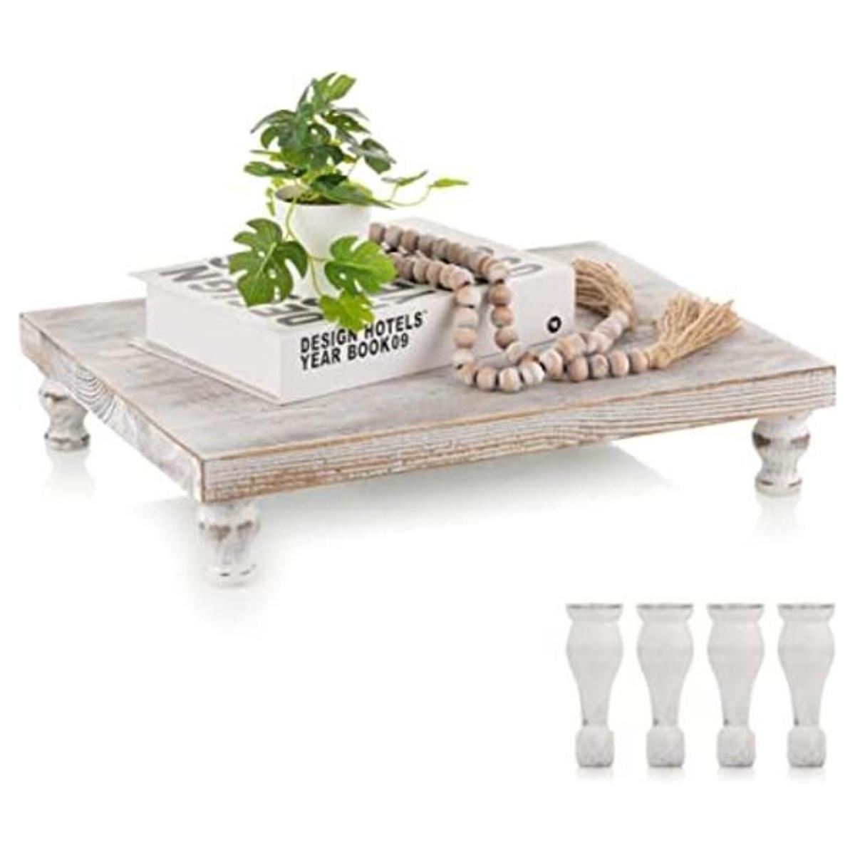 Hanobe Bandeja decorativa elevadora de madera soporte de