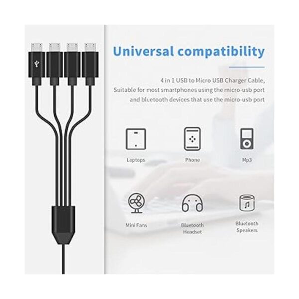 Duttek Cable de carga micro USB de 1.5 pies cable divisor_2