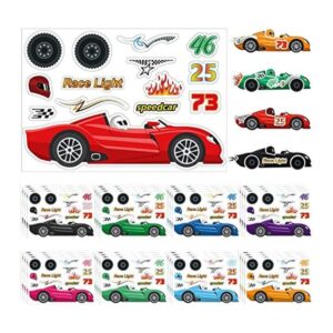 36 hojas de calcomanías de auto de carreras para niños