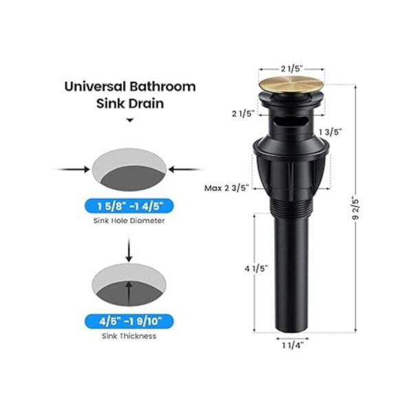 Hurran Drenaje para fregadero de baño con desbordamiento y_3