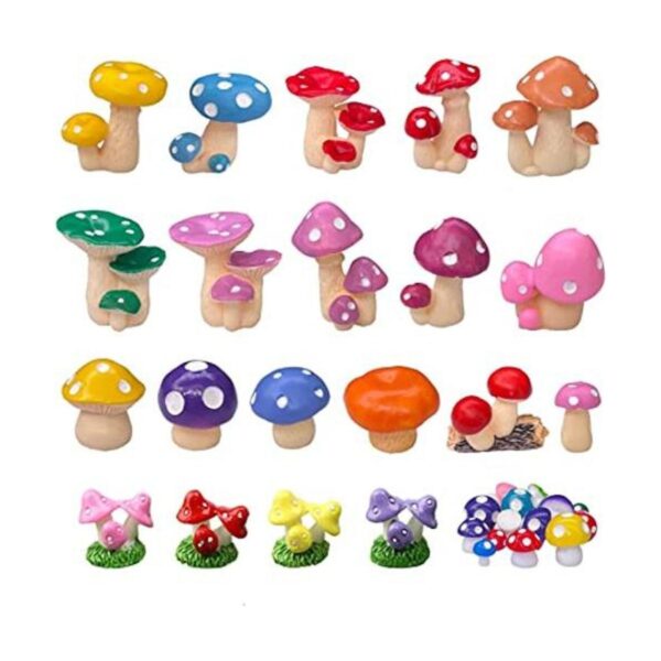 JKanruh 35 Pcs Miniature Resin MushroomCute Mushrooms