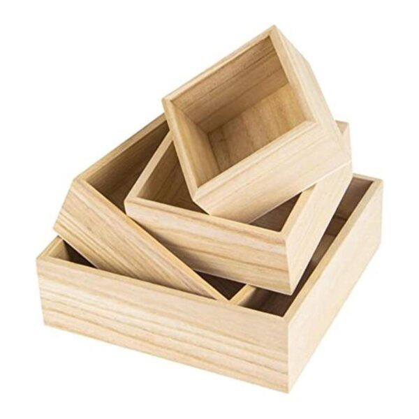 Paquete de 4 cajas de madera sin terminar en 4 tamaños_1