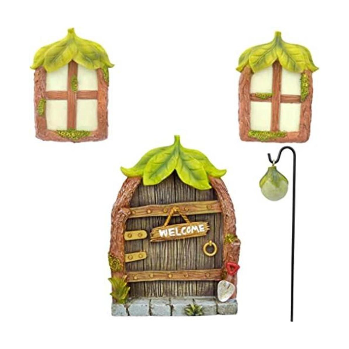 Cliocoo Puerta de hadas y ventanas para árboles gnomo que