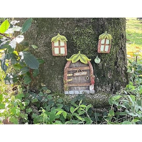 Cliocoo Puerta de hadas y ventanas para árboles gnomo que_4