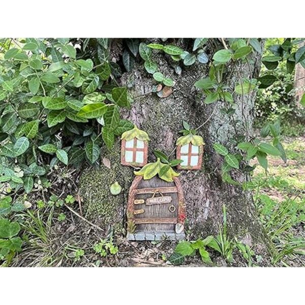 Cliocoo Puerta de hadas y ventanas para árboles gnomo que_3