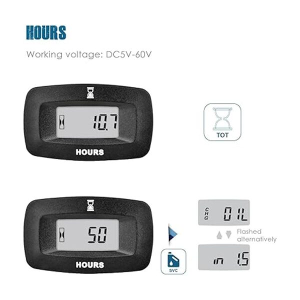 HonorMeet Medidor digital de 5 V a 60 V para cortacésped_2