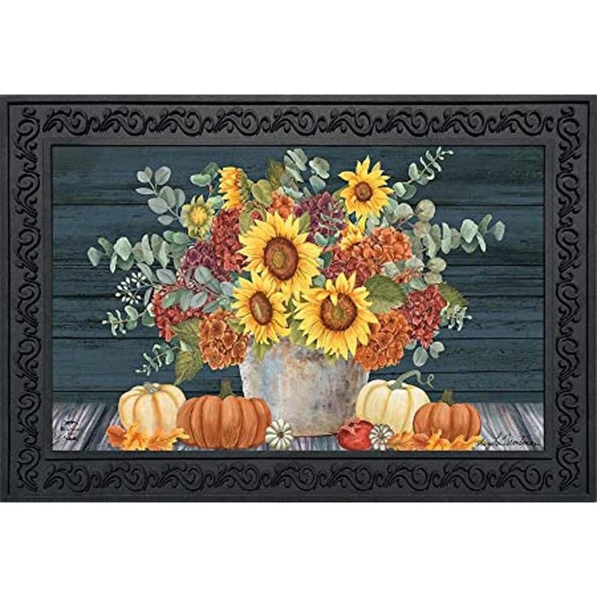 Felpudo de otoño con girasoles y hortensias de 30 x 18