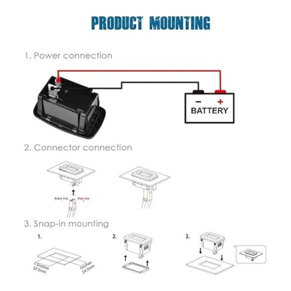 HonorMeet Medidor digital de 5 V a 60 V para cortacésped_3