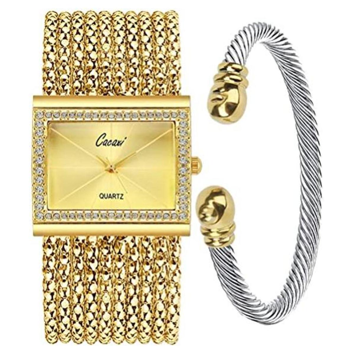 Gosasa Reloj de pulsera multicadena dorado plateado para