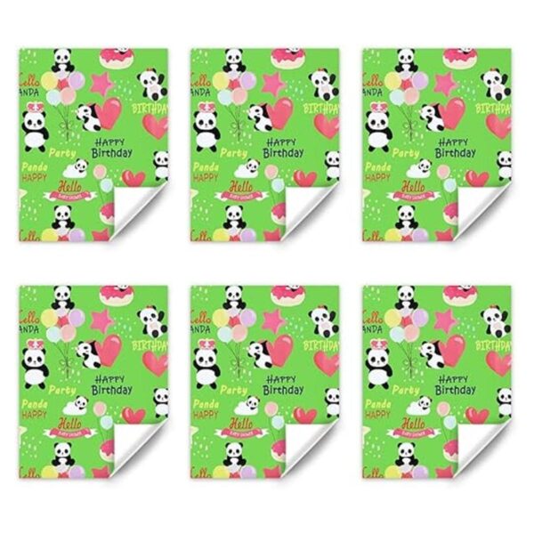 Juego de 6 hojas de papel de regalo de panda de feliz