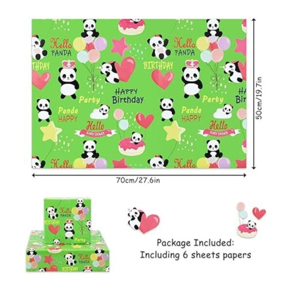 Juego de 6 hojas de papel de regalo de panda de feliz