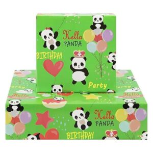 Juego de 6 hojas de papel de regalo de panda de feliz