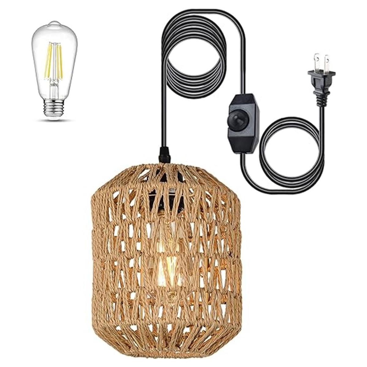 Eyassi Lámpara colgante enchufable con bombilla LED
