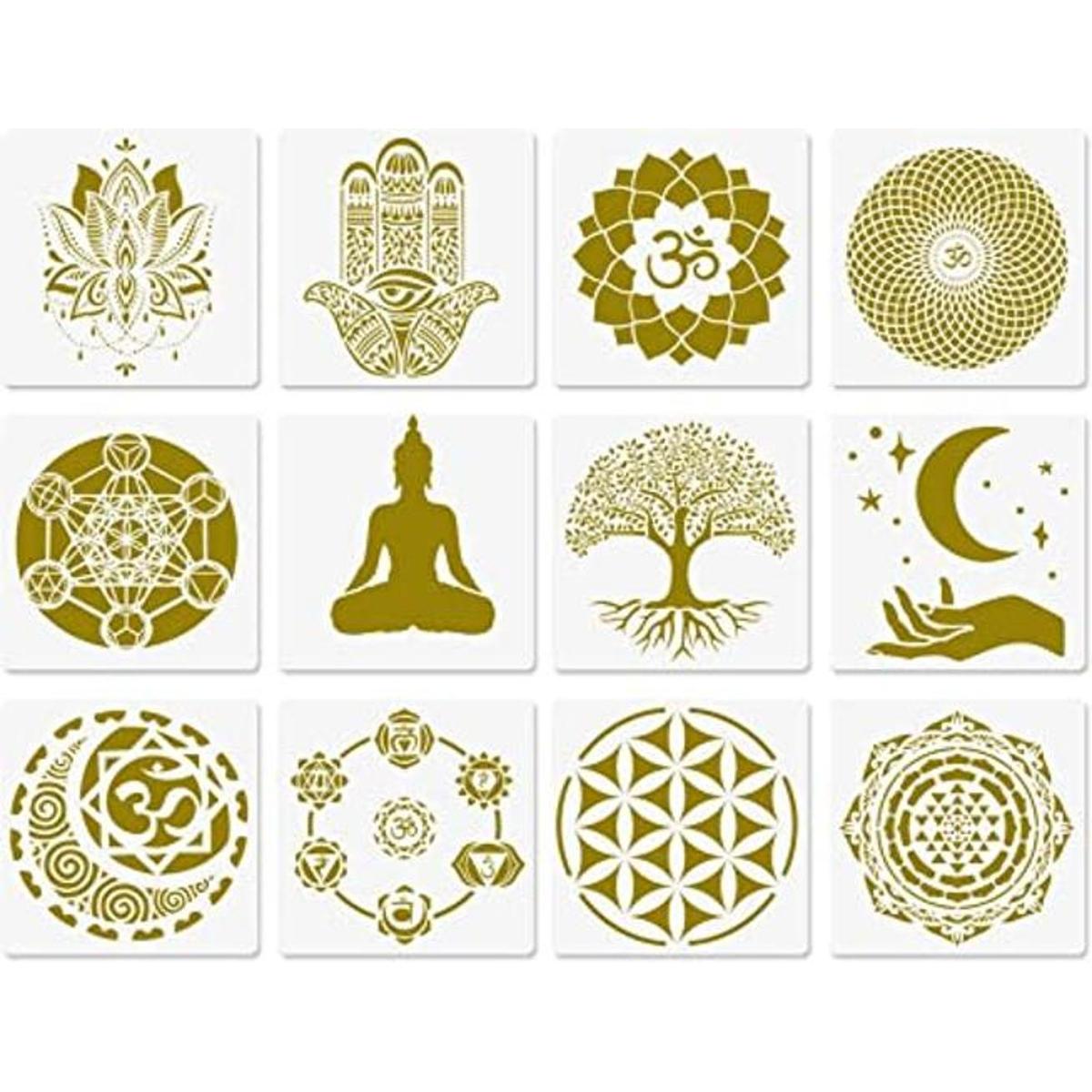 Plantillas de geometría sagrada 12 plantillas de yoga Om