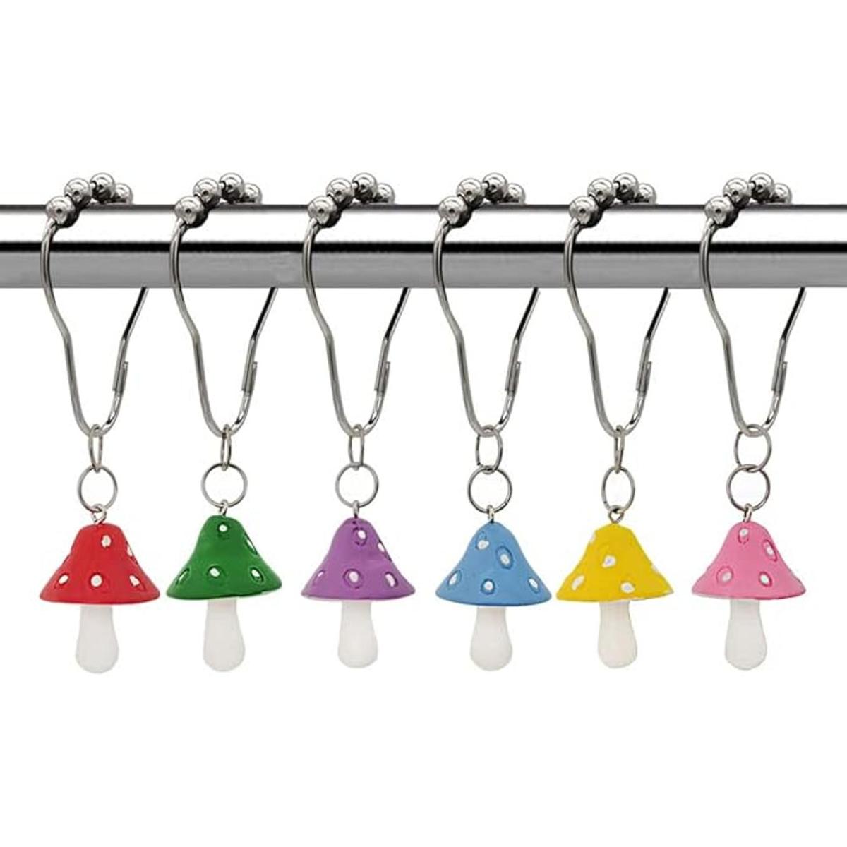 Ganchos decorativos para cortina de ducha de hongos para