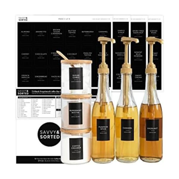 Black Minimalist Pantry Labels Coffee Bar Coffee Labels_1