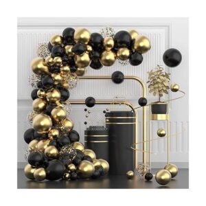 Bezente Kit de guirnalda de globos dorados y negros 100