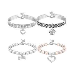 Juego de 4 collares de collar de perla para perros