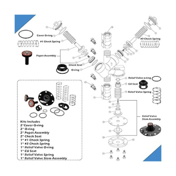 Kit de reparación completo para Zurn Wilkins 975XL y