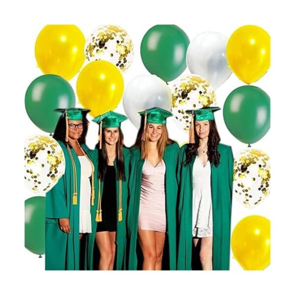 Decoraciones de fiesta de graduación verde blanco amarillo_2