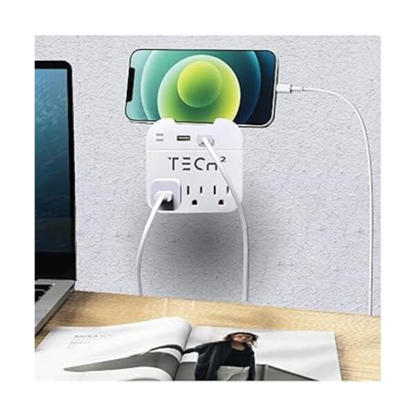 Tech2 Regleta protectora contra sobretensiones de 3 tomas