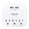 Tech2 Regleta protectora contra sobretensiones de 3 tomas