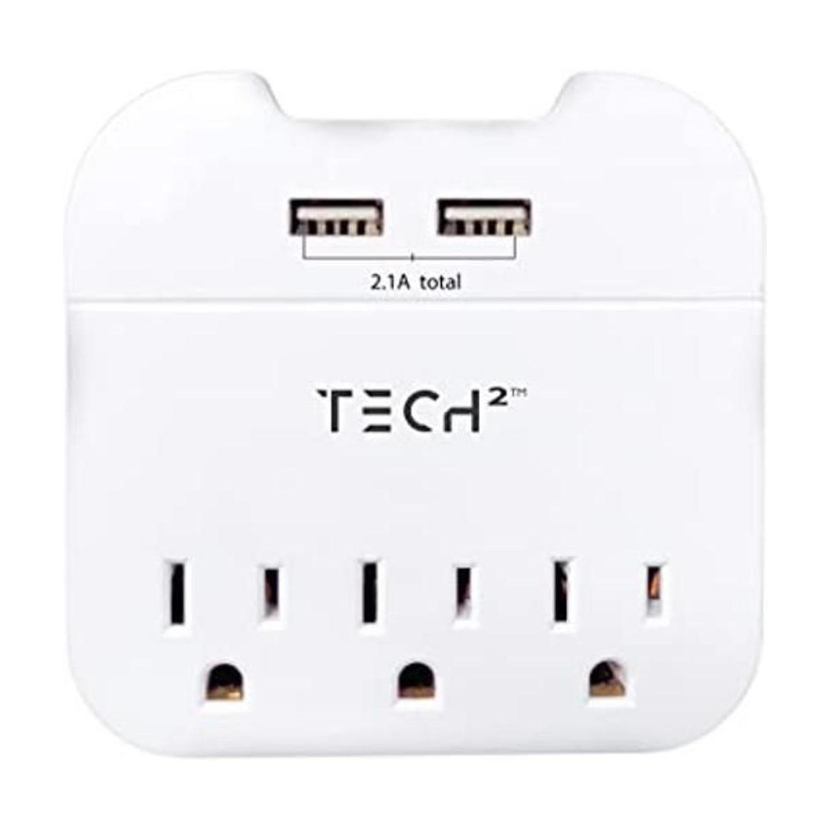 Tech2 Regleta protectora contra sobretensiones de 3 tomas