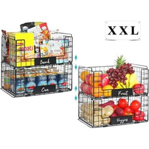 Paquete de 4 cestas de alambre apilables con asas para