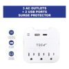 Tech2 Regleta protectora contra sobretensiones de 3 tomas