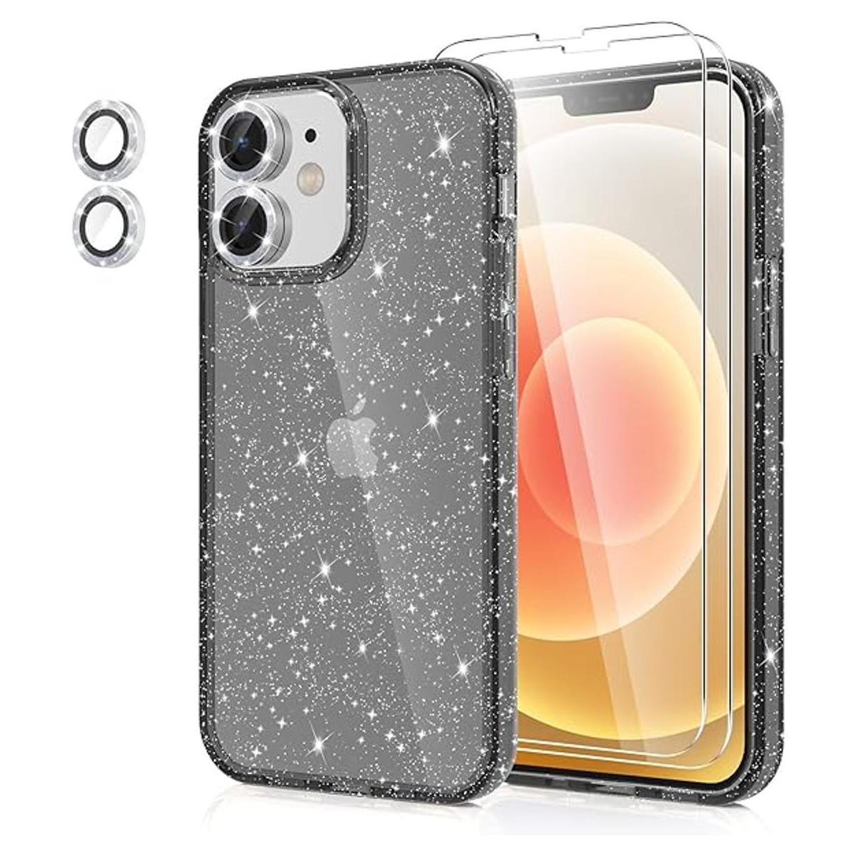 Jasmeas Funda diseñada para iPhone 12 con purpurina con