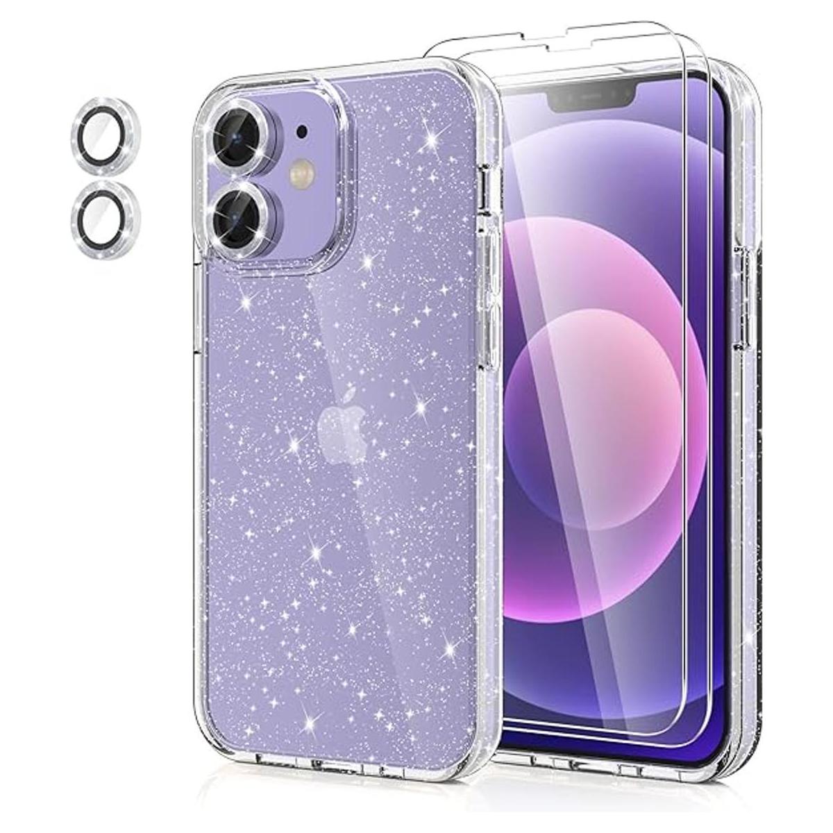 Jasmeas Diseño para iPhone 12 con purpurina paquete de 2