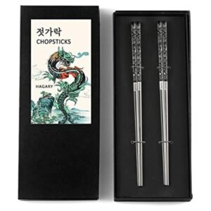 Hagary Dragon Palillos de metal reutilizables diseñados
