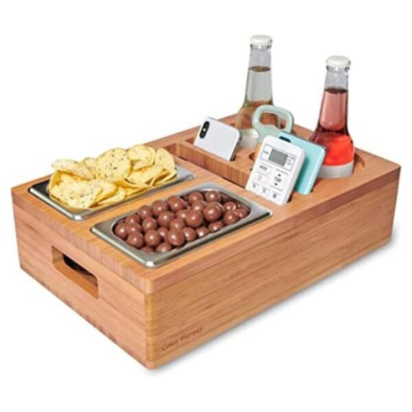 Bandeja para portavasos para sofá diseño de tapa