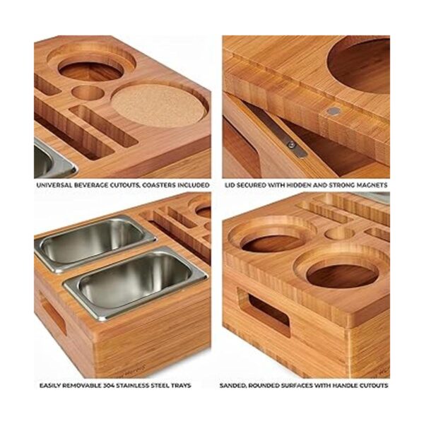Bandeja para portavasos para sofá diseño de tapa
