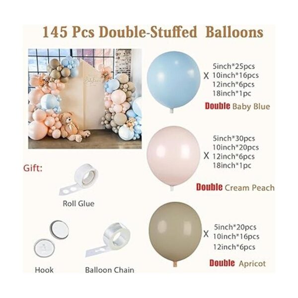 Kit de guirnalda de globos azul bebé 145 unidades doble_2