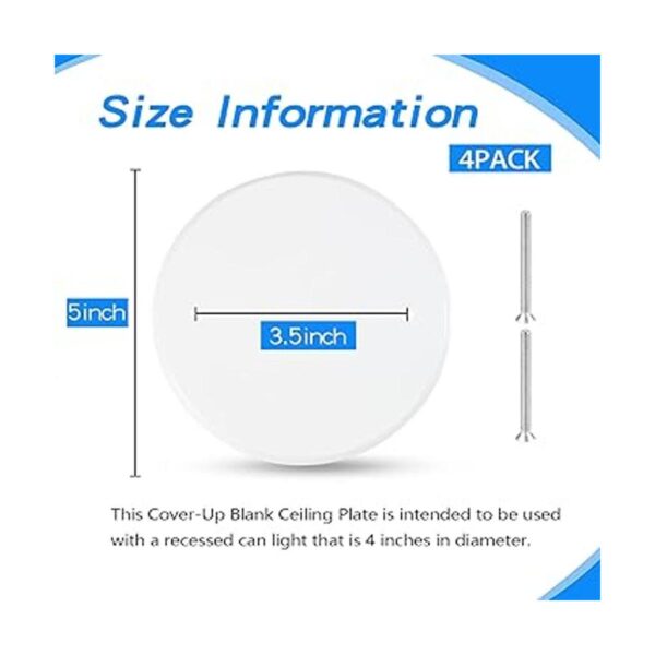 4 Packs 5 Inch Ceiling Cover Plate Metal Flat Round