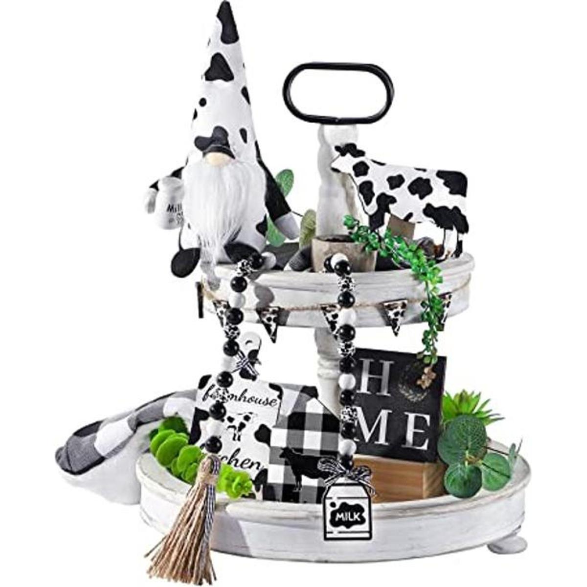 Juego de 12 bandejas escalonadas de gnomos de vaca de