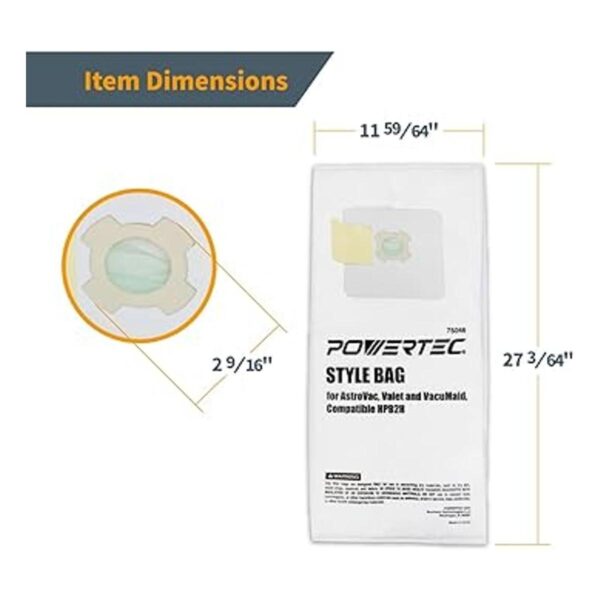 POWERTEC 75046P2V Bolsas de filtro de 5 capas para