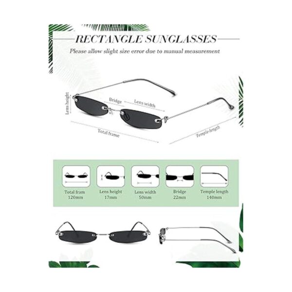 4 Pairs Women Thin Vintage Sunglasses Rectangle Sunglasses_2