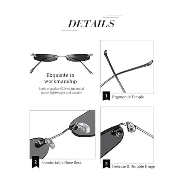 4 Pairs Women Thin Vintage Sunglasses Rectangle Sunglasses_4