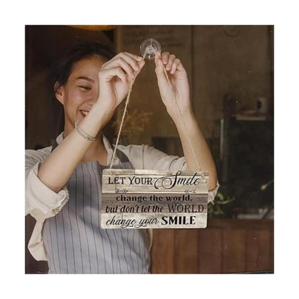Letrero de madera con texto en inglés Let Your Smile_4