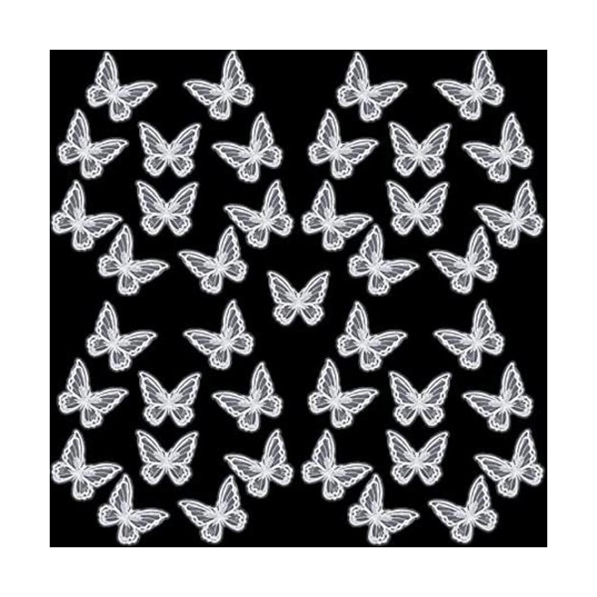 40 piezas de encaje de mariposa doble capa tela de