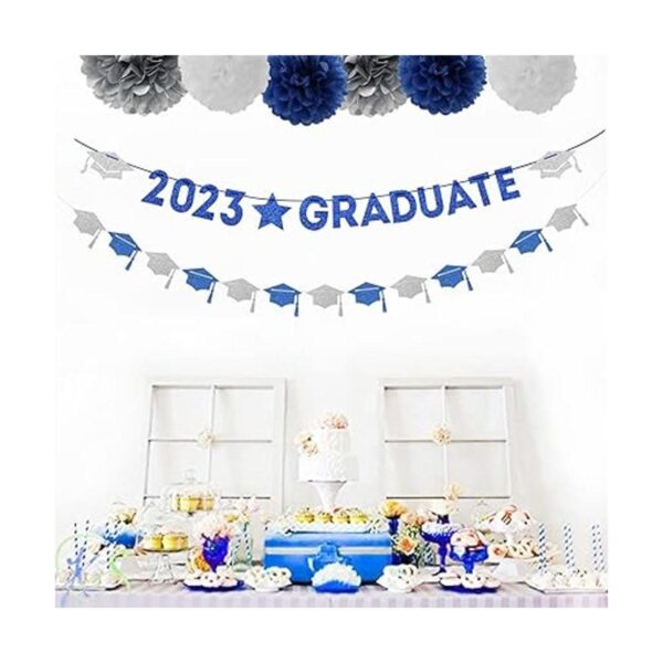Pancarta de graduación para decoración de fiesta azul