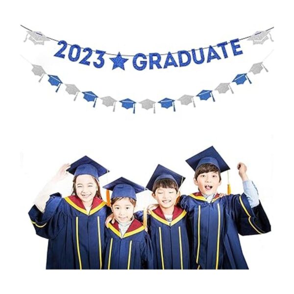 Pancarta de graduación para decoración de fiesta azul