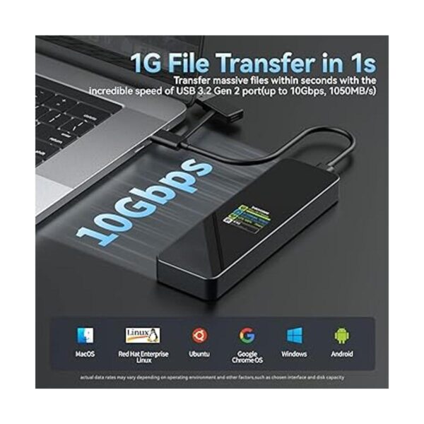 DOCKCASE Visual Smart M.2 NVMe SSD Enclosure soporta 5s_4